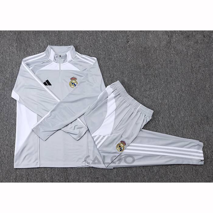 Tuta da Track di Felpa Real Madrid Bambino 2025-2026 Grigio Bianco